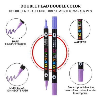 🎨Last Day 49% OFF🔥 Dual Tip Acrylic Paint Pen Marker - 24/48/72 Colors