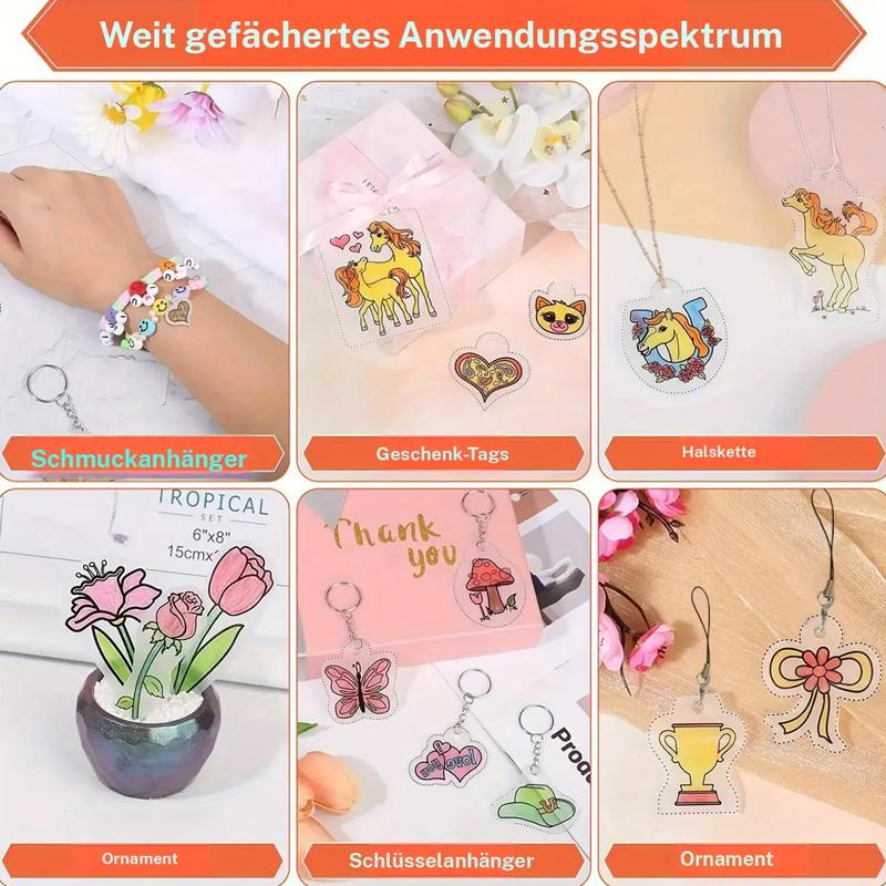 DIY Shrinky Dinks Keychain Set,Kids Art Activities and Party Favors