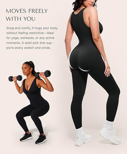 🎉Last Day Promotion 49% OFF💞Deep V Shapewear with Chest Support Breathable High-Waisted Tummy Control Jumpsuit