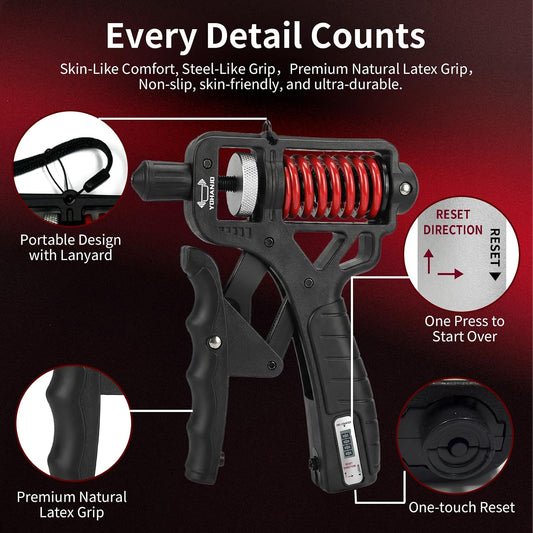 Adjustable Hand Grip Strengthener - Build Forearm Strength & Relieve Wrist Pain, 5 Resistance Levels for Home/Gym Use