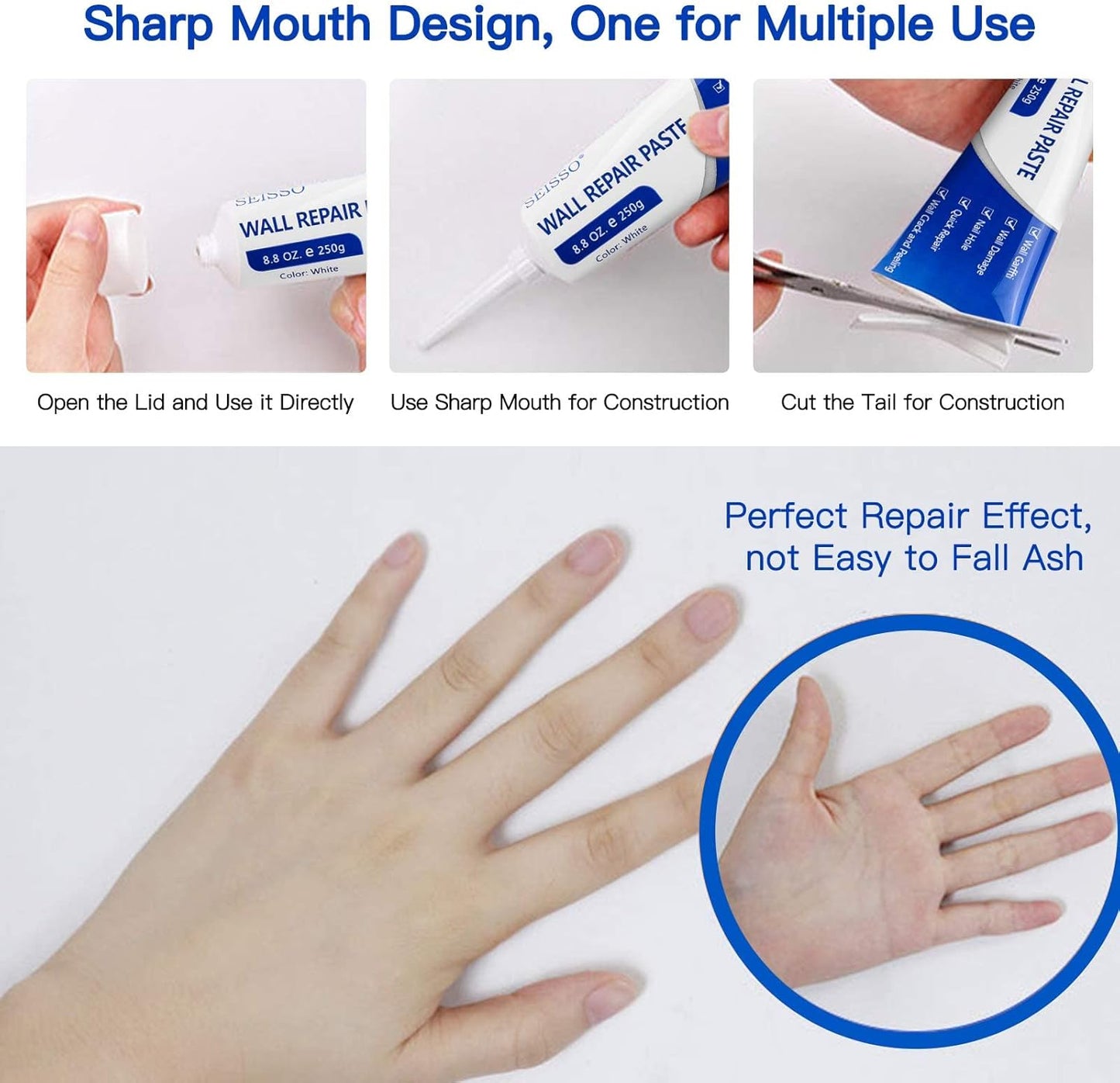 【Father's Day Gift】Drywall Patch Repair Kit with 250g Quick-Drying Wall Mending Agent, Multi-Functional Heavy-Duty Concrete Sealant, Waterproofing Adhesive Caulk, Self-Adhesive Paste