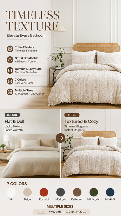 3-piece tufted bedding set with cut-out pattern