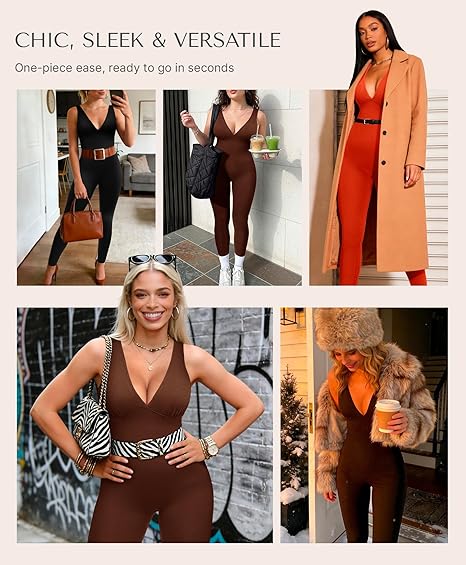 🎉Last Day Promotion 49% OFF💞Deep V Shapewear with Chest Support Breathable High-Waisted Tummy Control Jumpsuit