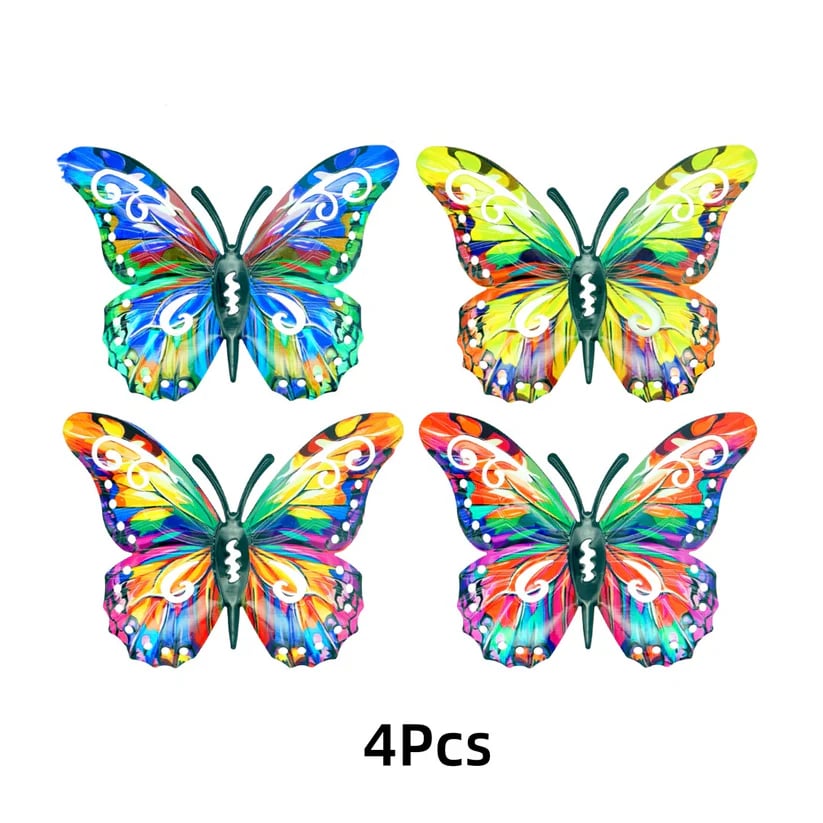 🦋4Pcs Butterfly Metal Wall Decor, Outdoor Hanging Wall Art Sculptures Decoration