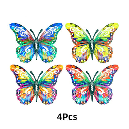 🦋4Pcs Butterfly Metal Wall Decor, Outdoor Hanging Wall Art Sculptures Decoration