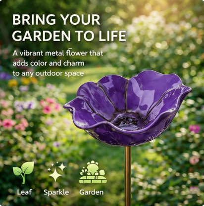 🔥Hot Sale-50% Off🌺Handmade Metal Flower Garden Stake🐦