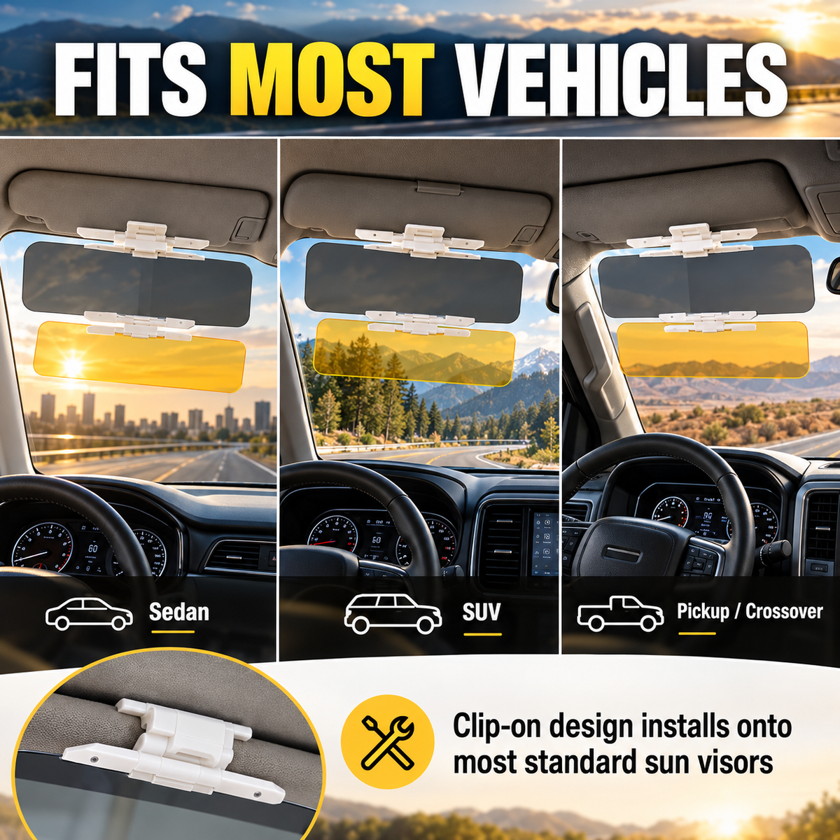 ⏳🔥LIMITED-TIME 50% OFF! ⏰🚗 Drive Safer Day & Night 🌙 Universal HD Anti-Glare Car Visor ✨
