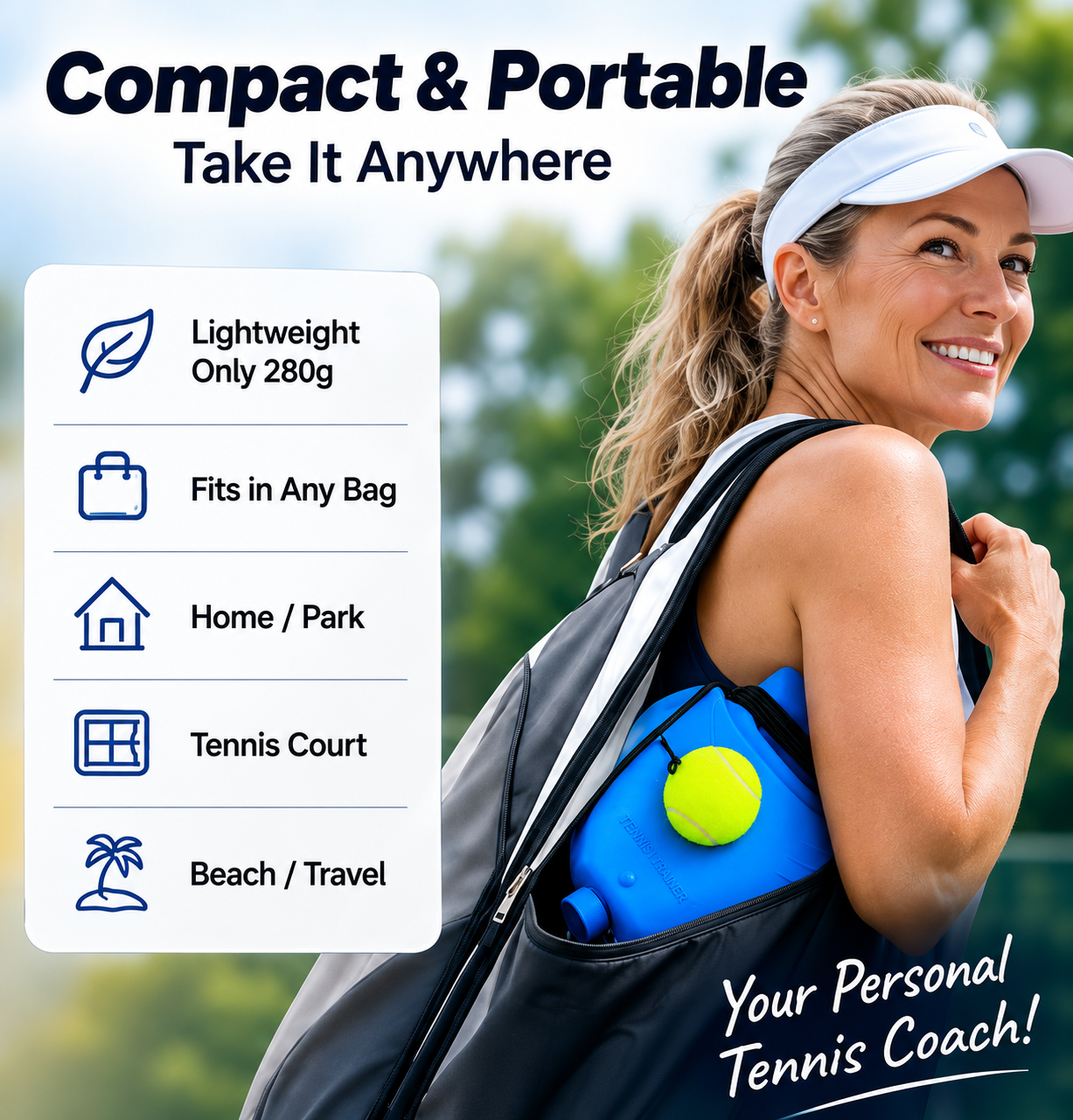 ⏰🔥LIMITED TIME - 🎾 Portable Solo Tennis Trainer Rebounder – Improve Your Game Anywhere, Anytime 💪✨