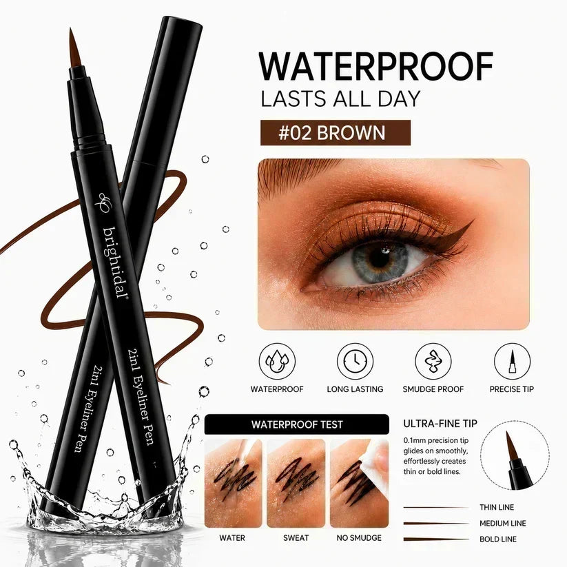 Precision Fine-Tip Liquid Eyeliner | Black & Brown