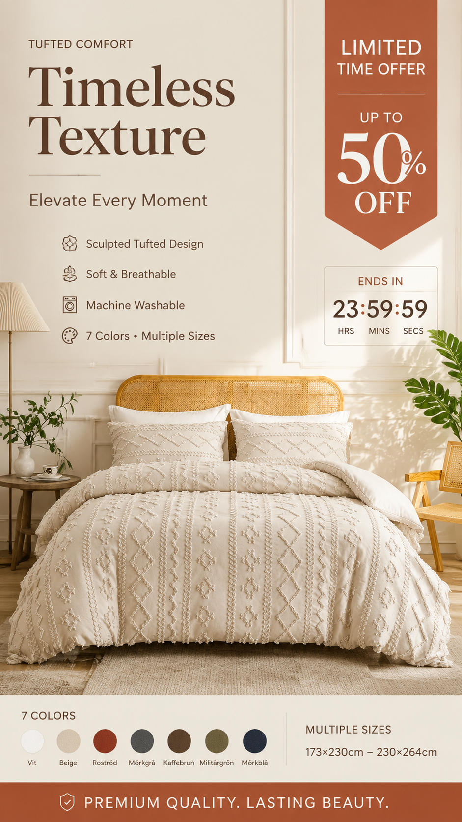 3-piece tufted bedding set with cut-out pattern
