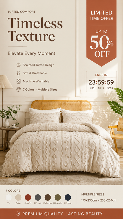 3-piece tufted bedding set with cut-out pattern