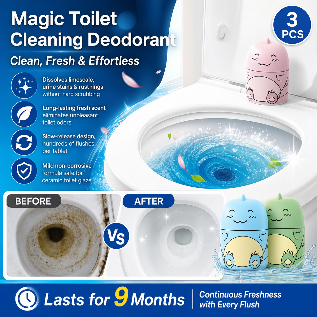 🥳2026 HOT SALE🥳💞50K+ SOLD!🚽✨ 50% OFF! Magic Toilet Cleaning Deodorant – 90‑day long‑lasting, auto‑cleans with every flush. Removes stains & odours – no scrubbing! 🌸💧
