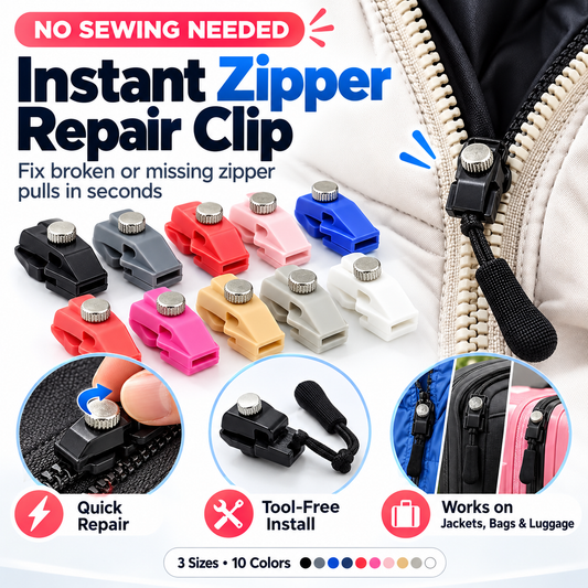 🔧50% OFF NOW! Instant Zipper Repair Clip – No Sew Zipper Slider Replacement, Tool-Free Quick Fix Zipper Pull Tab for Jackets, Backpacks, Luggage & Bags