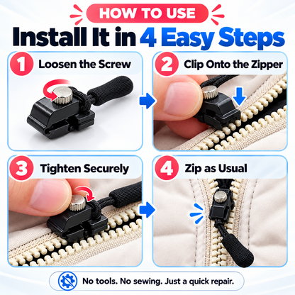 🔧50% OFF NOW! Instant Zipper Repair Clip – No Sew Zipper Slider Replacement, Tool-Free Quick Fix Zipper Pull Tab for Jackets, Backpacks, Luggage & Bags