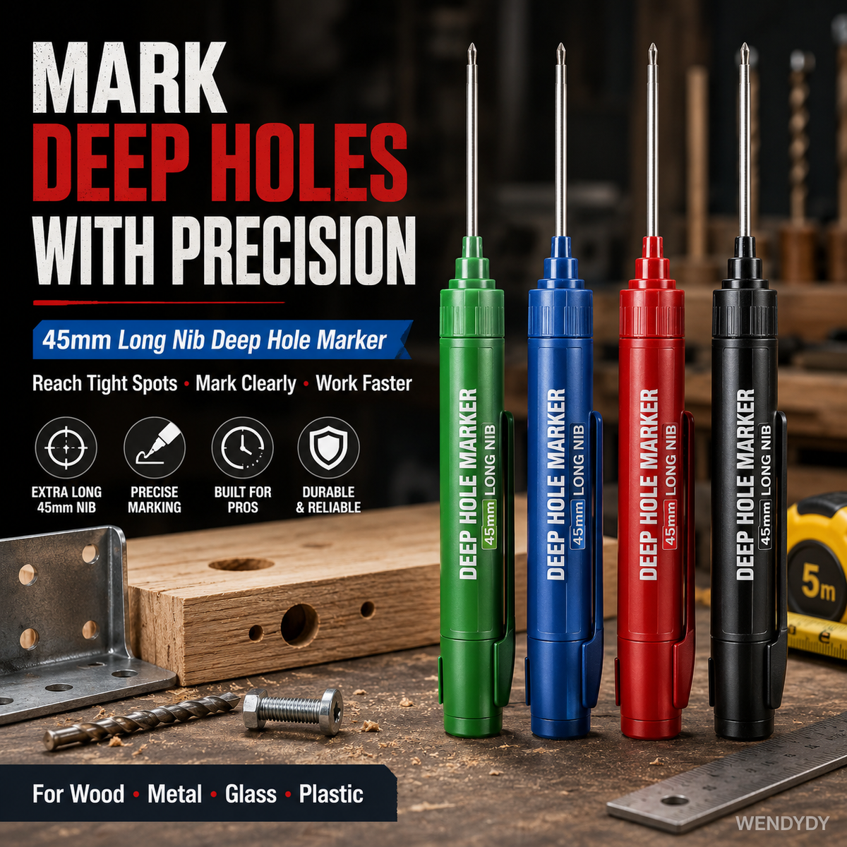 ✏️ Deep Hole Marker – 45mm Extra-Long Nib for Hard-to-Reach Marking