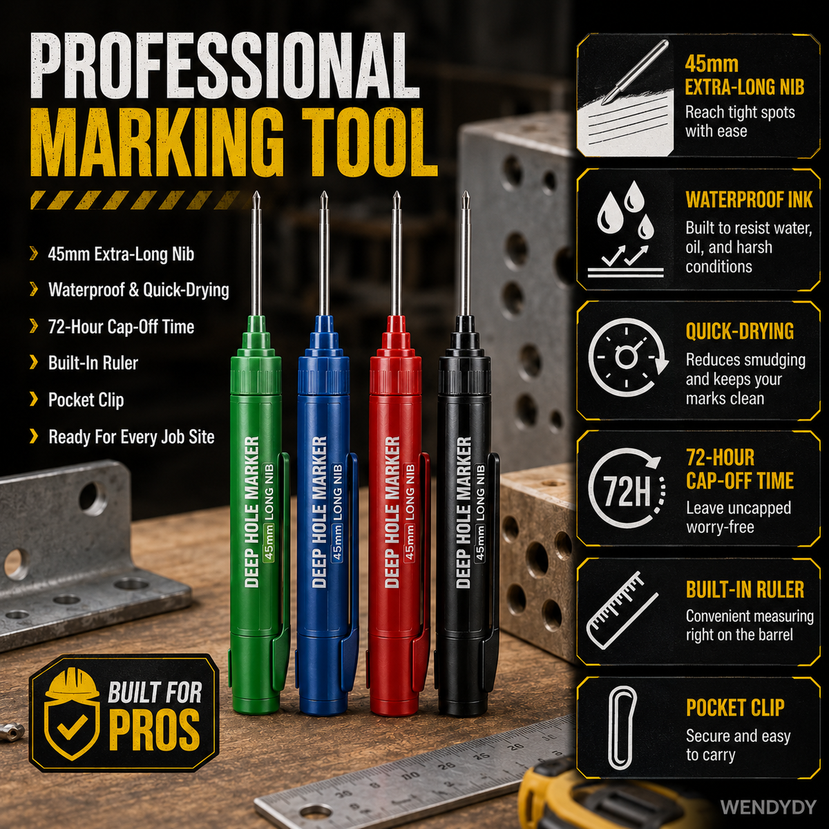 ✏️ Deep Hole Marker – 45mm Extra-Long Nib for Hard-to-Reach Marking