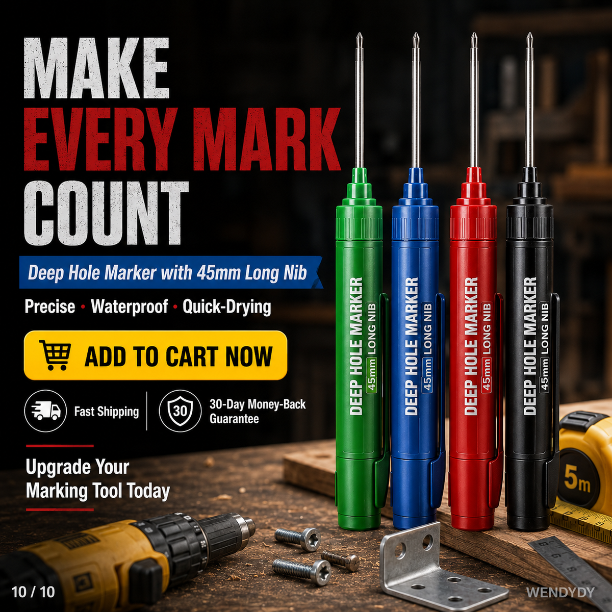 ✏️ Deep Hole Marker – 45mm Extra-Long Nib for Hard-to-Reach Marking