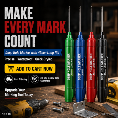 ✏️ Deep Hole Marker – 45mm Extra-Long Nib for Hard-to-Reach Marking