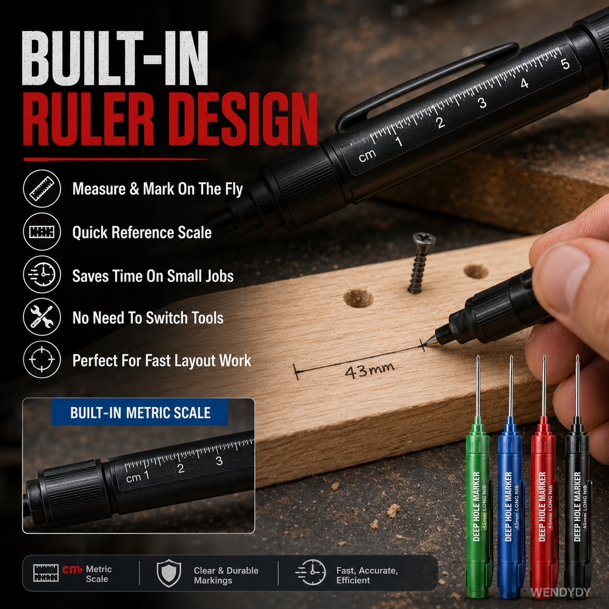✏️ Deep Hole Marker – 45mm Extra-Long Nib for Hard-to-Reach Marking
