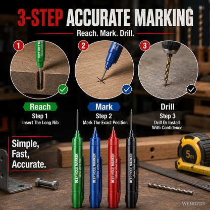 ✏️ Deep Hole Marker – 45mm Extra-Long Nib for Hard-to-Reach Marking