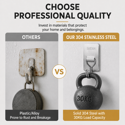 Stainless Steel Wall Hooks – No‑Drill with Waterproof Mounting