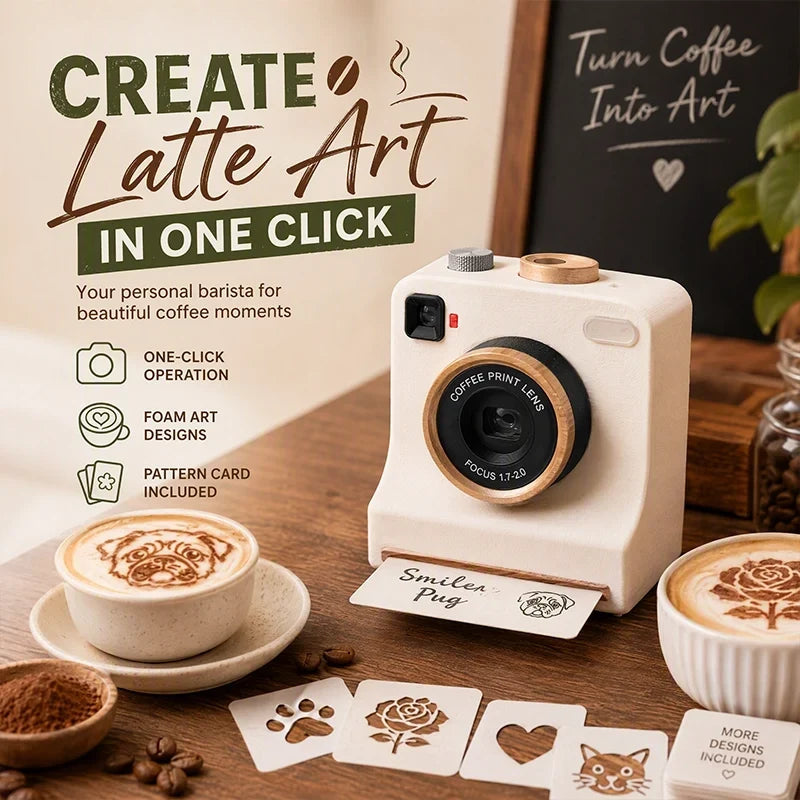☕🎄 Christmas Gift for Coffee Lovers – 3D Latte Art Stencil Camera | Fun UK Coffee Art Maker ✨🎁