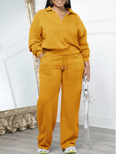 Long Sleeve Top & Elastic Drawstring Pants Set
