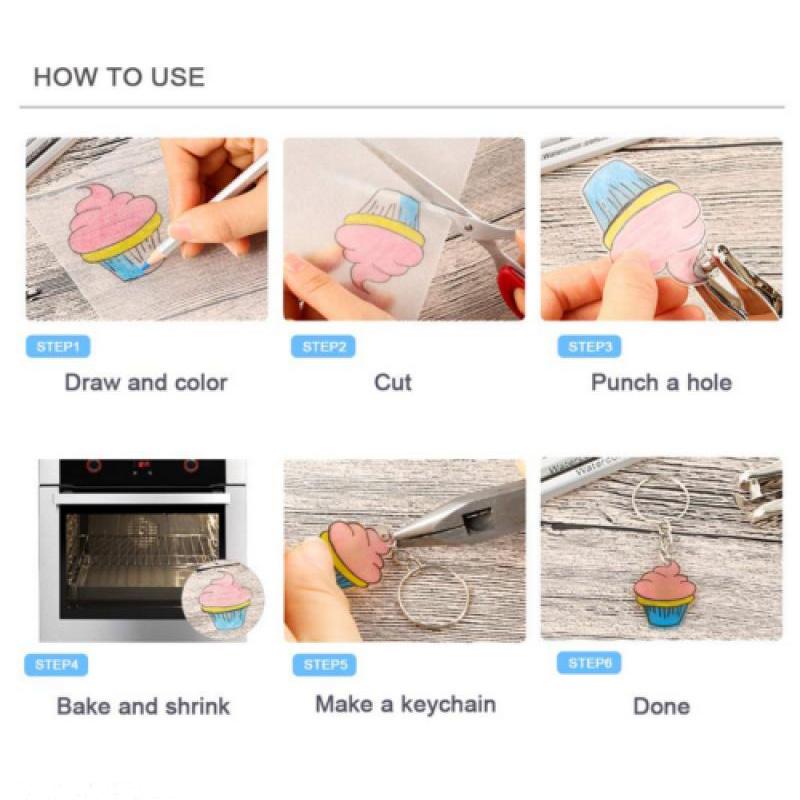DIY Shrinky Dinks Keychain Set,Kids Art Activities and Party Favors