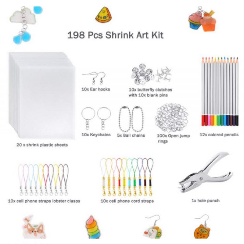 DIY Shrinky Dinks Keychain Set,Kids Art Activities and Party Favors