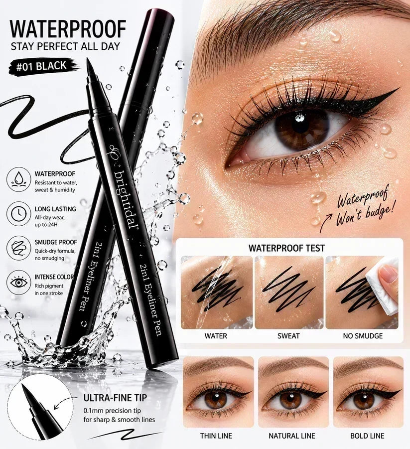 Precision Fine-Tip Liquid Eyeliner | Black & Brown