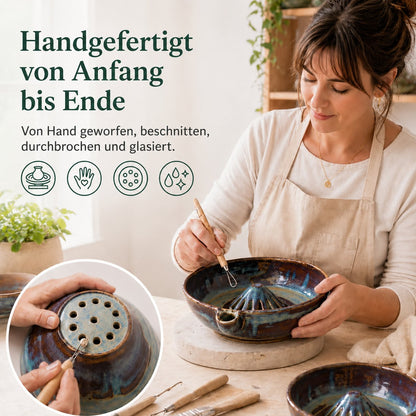 The original, handcrafted bowl with a swirling berry design – twisted, functional ceramic art