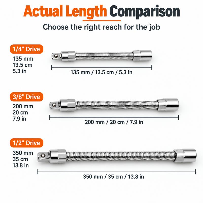 1/2 Inch 35cm Multifunctional Socket Wrench Set - 3 Bendable Shafts, Wrench Extender, Connecting Rod - Work Tools, Cars Accessories, Car Stuff, Field Mechanic Tools