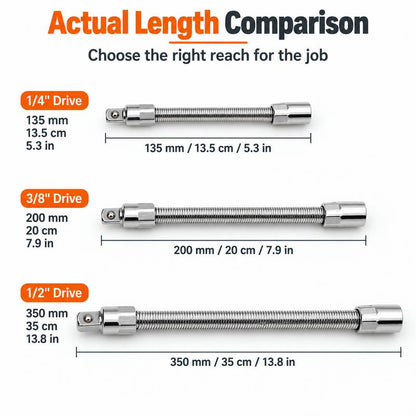 1/2 Inch 35cm Multifunctional Socket Wrench Set - 3 Bendable Shafts, Wrench Extender, Connecting Rod - Work Tools, Cars Accessories, Car Stuff, Field Mechanic Tools