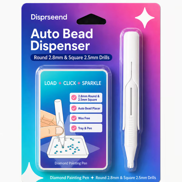 🔥 Last Day 50% OFF – 💎 Automatic Diamond Painting Bead Dispenser Pen & Tray Set