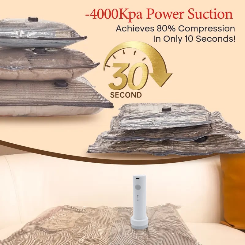 🧳LAST DAY SPECIAL £14.99! 50K+ Sold✨-4000Kpa Cordless Rechargeable Vacuum Sealer Pump, Wireless Electric Air Extractor for Clothes Storage Vacuum Bags Travel Luggage Space Saving