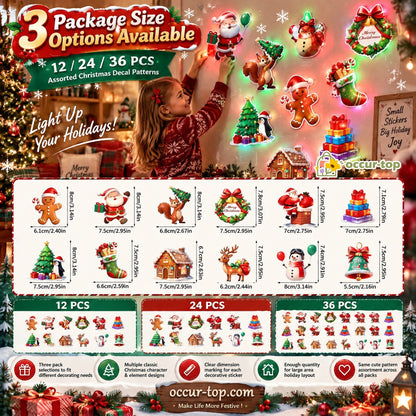 🎄50% OFF NOW! LED Christmas Light-Up Wall Decals, Battery Powered Peel and Stick Glowing Xmas Stickers, Luminous Window Wall Decor, Holiday Party Ornaments & Christmas Gift