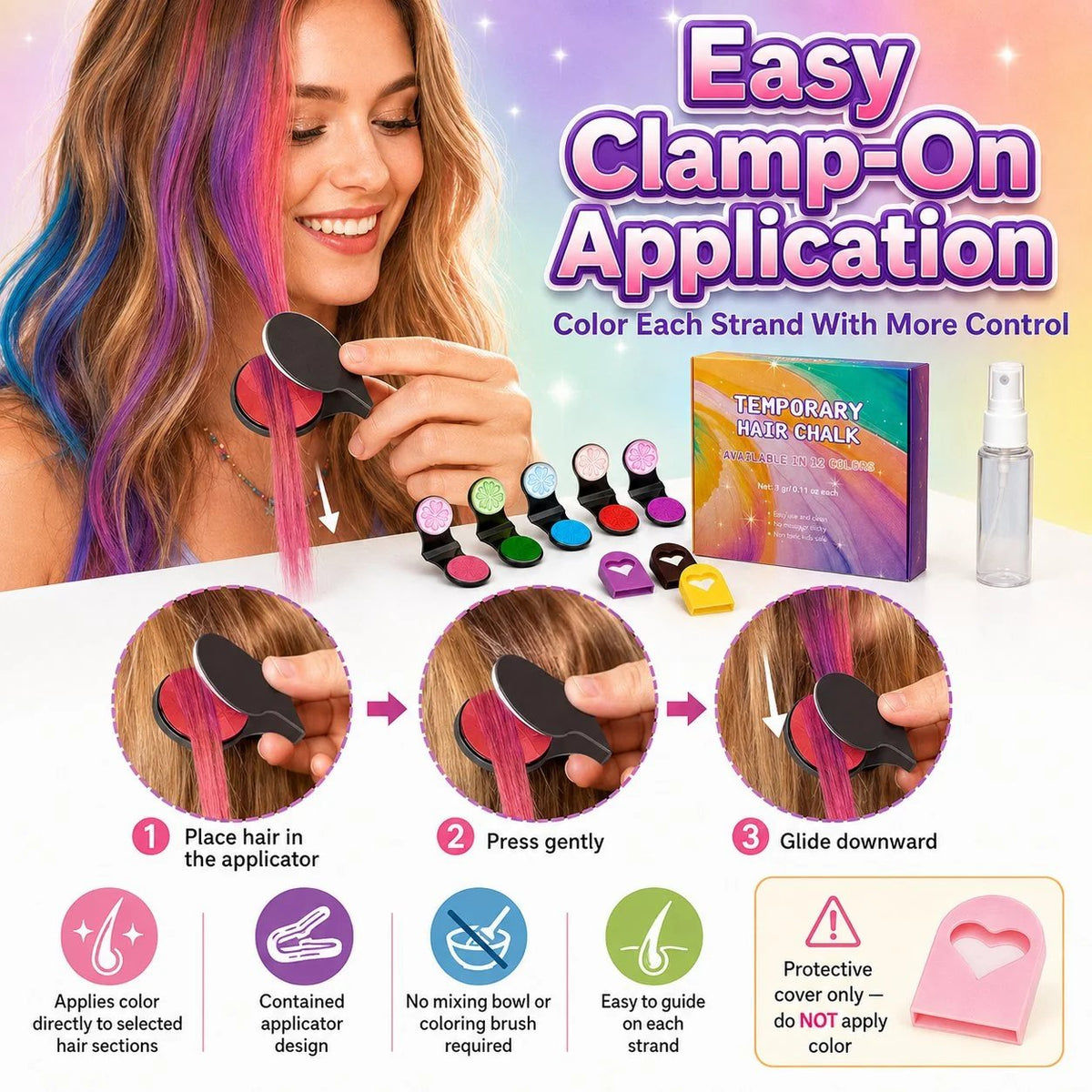🎉🔥Last Day 50% OFF - 🌈12-Color Temporary Hair Chalk Applicator Set