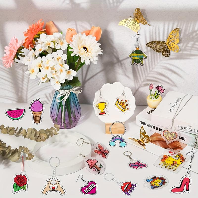 DIY Shrinky Dinks Keychain Set,Kids Art Activities and Party Favors