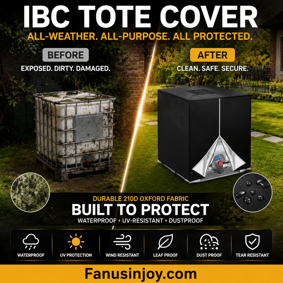 🔥 Limited Time 55% OFF! Safeguard Your Water Quality! 💦 Waterproof Outdoor IBC Tote Cover – Heavy-Duty, UV-Resistant & All-Weather Protection ✨