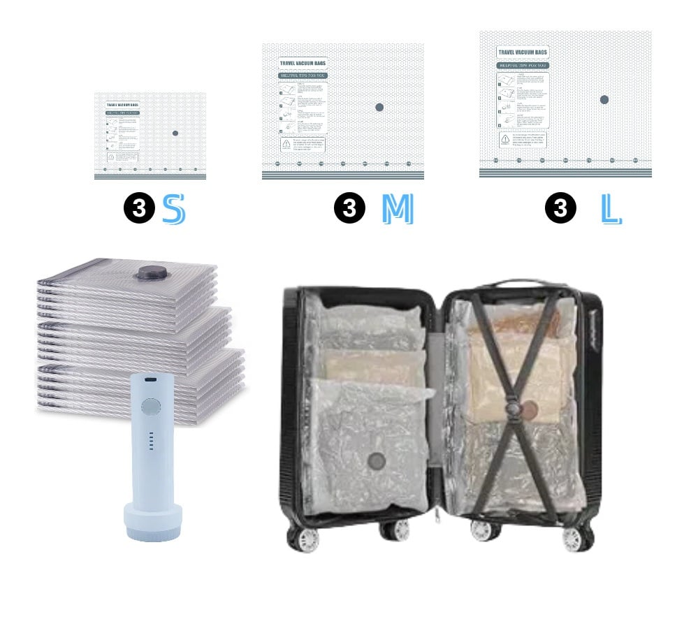🧳LAST DAY SPECIAL £14.99! 50K+ Sold✨-4000Kpa Cordless Rechargeable Vacuum Sealer Pump, Wireless Electric Air Extractor for Clothes Storage Vacuum Bags Travel Luggage Space Saving