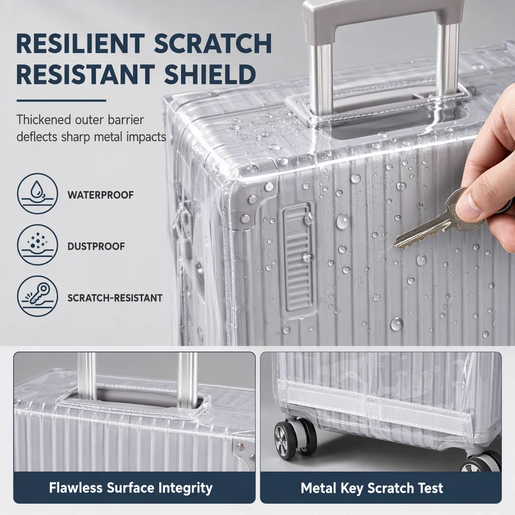 🧳 LIMITED-TIME 50% OFF! 💧 Waterproof Luggage Cover – Transparent, Scratch-proof, Reusable ✨