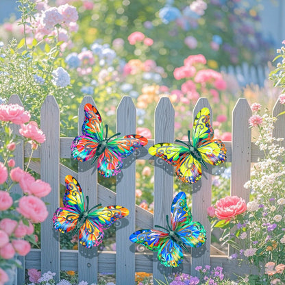 🦋4Pcs Butterfly Metal Wall Decor, Outdoor Hanging Wall Art Sculptures Decoration