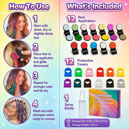 🎉🔥Last Day 50% OFF - 🌈12-Color Temporary Hair Chalk Applicator Set