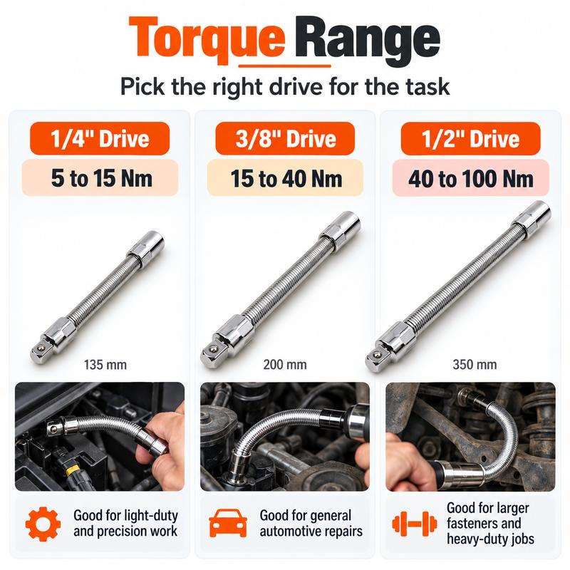 1/2 Inch 35cm Multifunctional Socket Wrench Set - 3 Bendable Shafts, Wrench Extender, Connecting Rod - Work Tools, Cars Accessories, Car Stuff, Field Mechanic Tools