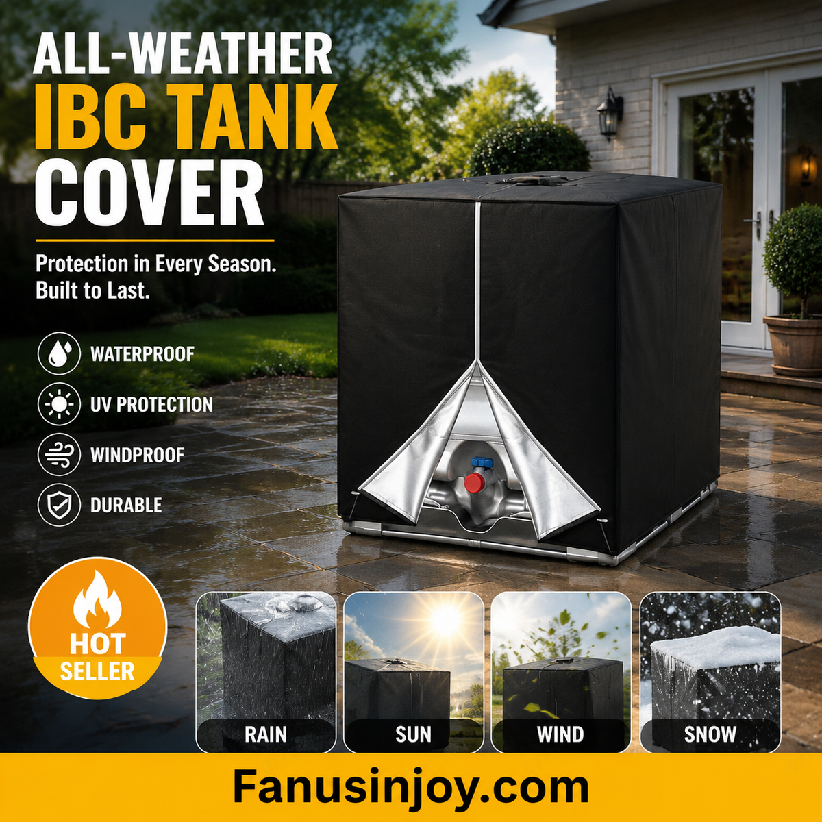 🔥 Limited Time 55% OFF! Safeguard Your Water Quality! 💦 Waterproof Outdoor IBC Tote Cover – Heavy-Duty, UV-Resistant & All-Weather Protection ✨