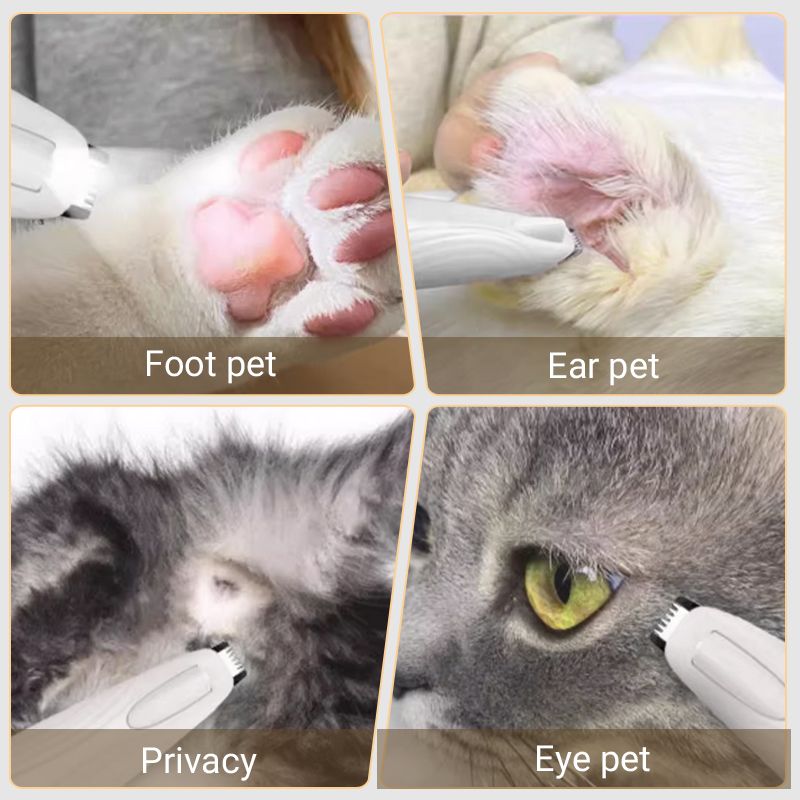 Pets Paw Trimmer with Powerful Suction Vacuum, Cordless Pet Grooming Kit with Hair Collection, LED Light, Low Noise, Small Dog Clippers for Face, Paws, Ears, Eyes, Feet