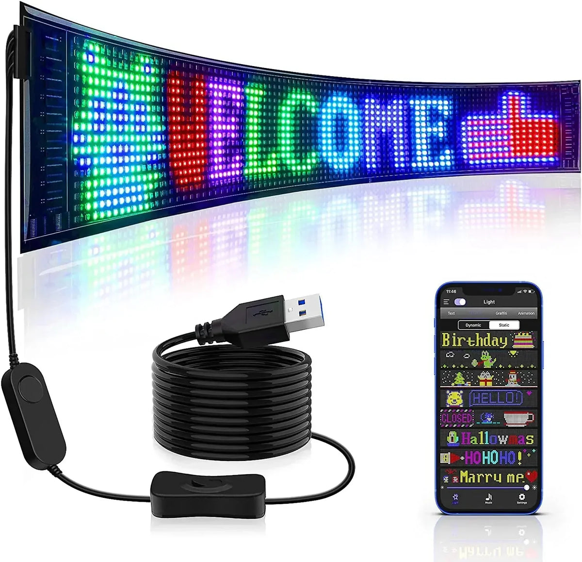 ✨ 🚗Flexibles Bluetooth-LED display for vehicles