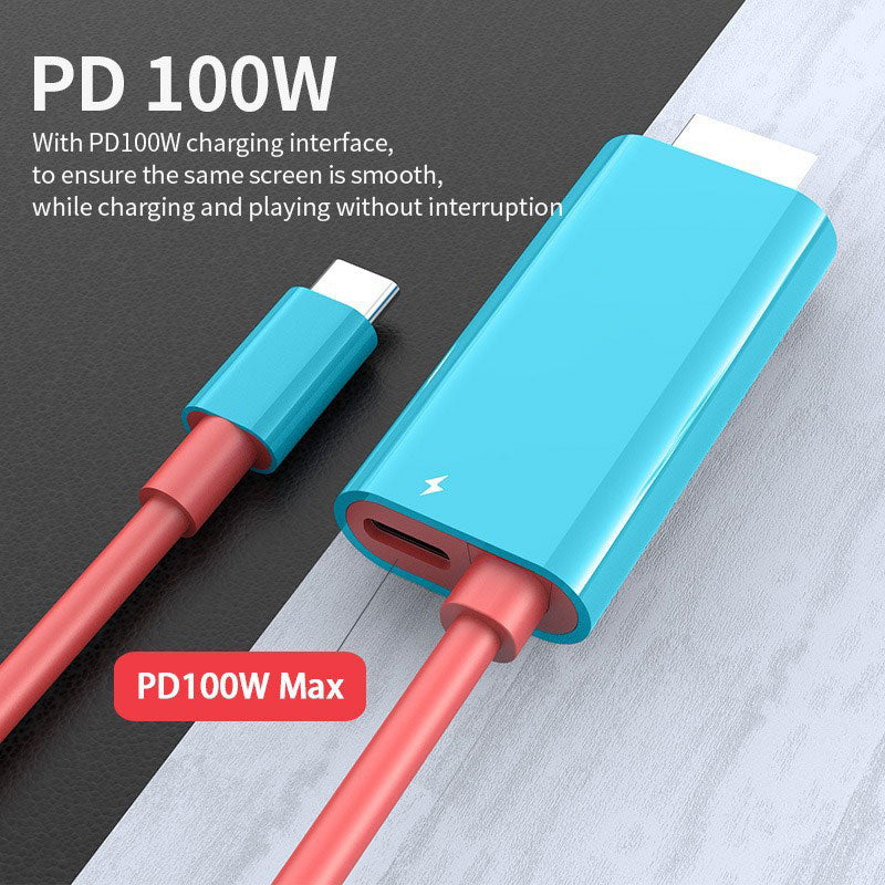 🔌50% OFF NOW ! ✨USB‑C to HDMI Adapter Cable for Switch, PD 100W Fast Charging Port, Plug‑and‑Play Video Conversion Cable for Gaming & Screen Projection