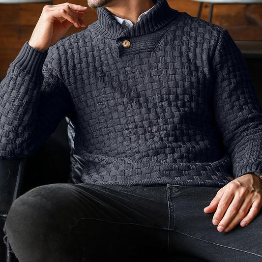 🔥LAST DAY SALE 49% OFF🔥 Men’s Textured Stand Collar Pullover Sweater