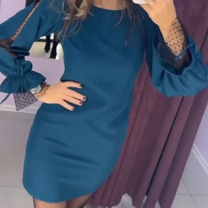 💖Limited Time Holiday Sale 50% off💖Long Sleeve Mesh Dress with Round Neck